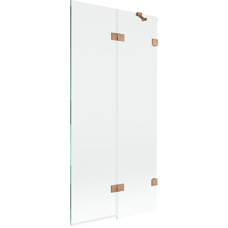 Mexen Lunar 2-Panel Bath Screen Right 90 x 150 cm, Transparent, Brushed Copper - 897-090-100-65-00-P