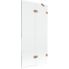Paroi de baignoire Mexen Lunar 2 volets droite 90 x 150 cm, transparent, cuivre brossé - 897-090-100-65-00-P