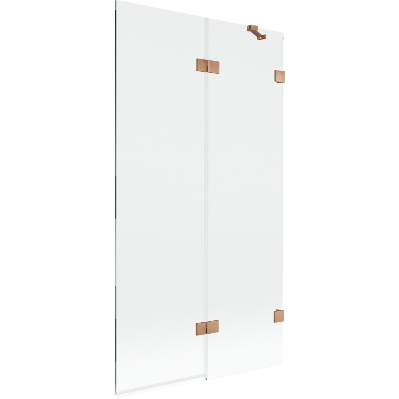 Mexen Lunar badwand 2-delig rechts 100 x 150 cm, transparant, geborsteld koper - 897-100-100-65-00-P