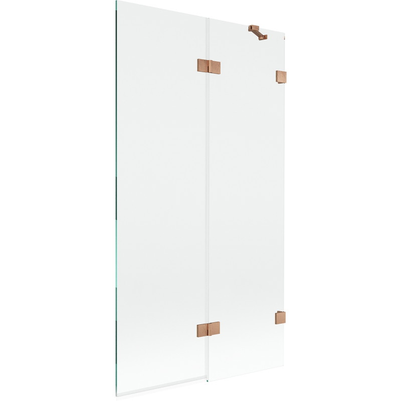 Mexen Lunar paratia da vasca a 2 ali destra 100 x 150 cm, trasparente, rame spazzolato - 897-100-100-65-00-P