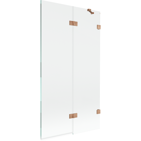 Mexen Lunar badwand 2-delig rechts 100 x 150 cm, transparant, geborsteld koper - 897-100-100-65-00-P