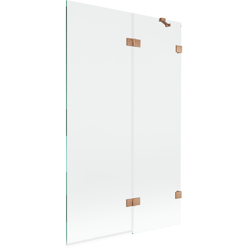 Mexen Lunar 2-Panel Bath Screen Right 110 x 150 cm, Transparent, Brushed Copper - 897-110-100-65-00-P