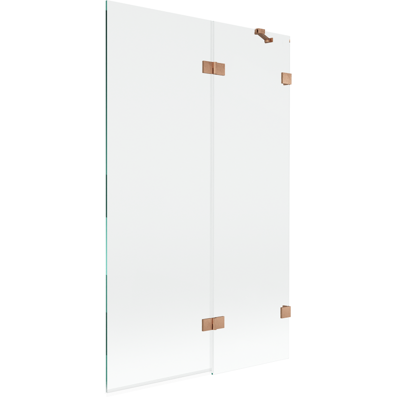 Mexen Lunar douchewand 2-delig rechts 110 x 150 cm, transparant, geborsteld koper - 897-110-100-65-00-P