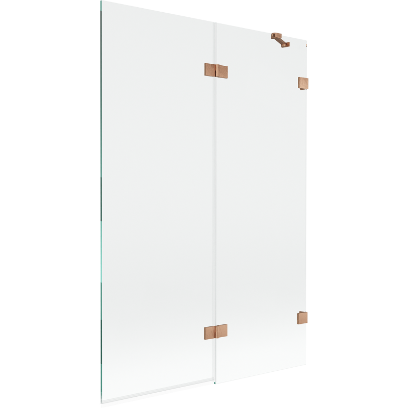 Mexen Lunar Badewannenabtrennung 2-flügelig rechts 120 x 150 cm, transparent, gebürstetes Kupfer - 897-120-100-65-00-P