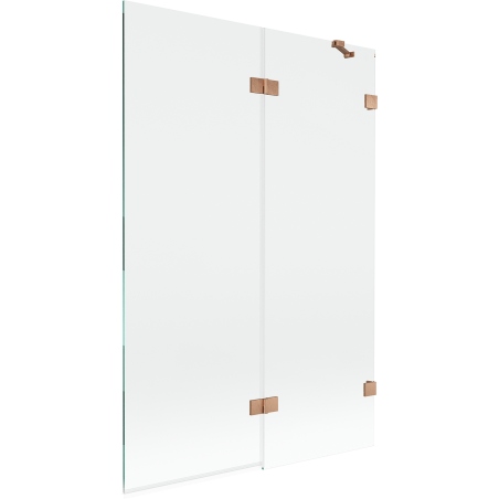 Mexen Lunar Badewannenabtrennung 2-flügelig rechts 120 x 150 cm, transparent, gebürstetes Kupfer - 897-120-100-65-00-P