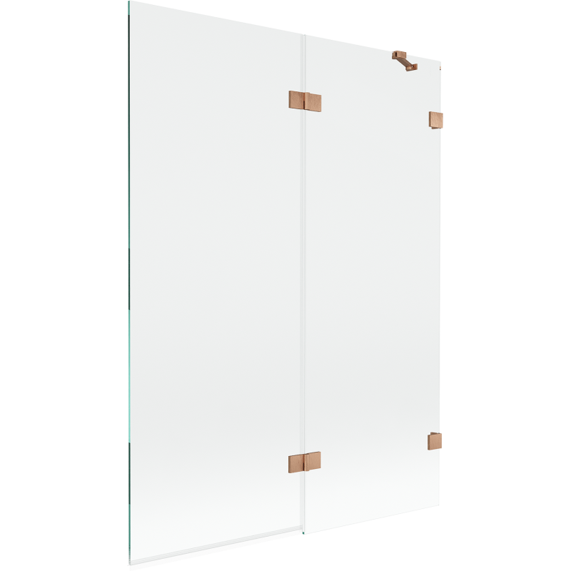 Mexen Lunar 2-Panel Bath Screen Right 130 x 150 cm, Transparent, Brushed Copper - 897-130-100-65-00-P