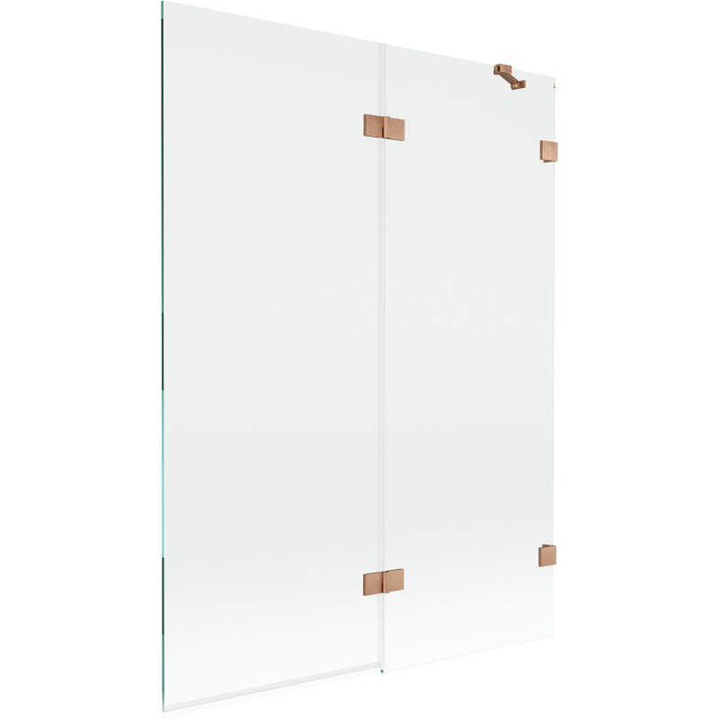Mexen Lunar pára-brisa para banheira de 2 painéis direito 130 x 150 cm, transparente, cobre escovado - 897-130-100-65-00-P