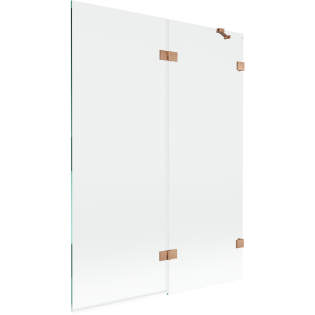 Mexen Lunar 2-Panel Bath Screen Right 130 x 150 cm, Transparent, Brushed Copper - 897-130-100-65-00-P
