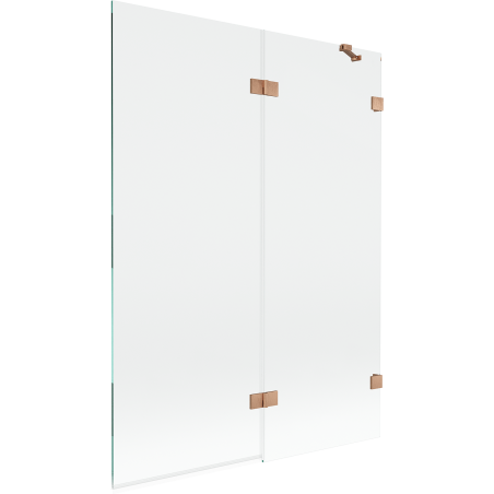 Mexen Lunar parawan nawannowy 2-skrzydłowy prawy 130 x 150 cm, transparent, miedź szczotkowana - 897-130-100-65-00-P