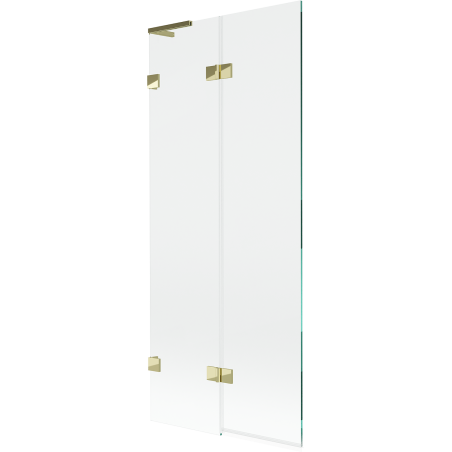 Mexen Lunar L dvojna levi kopalniška pregrada 80 x 150 cm, prozorna, zlata - 897L-080-100-50-00-L