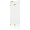 Mexen Lunar L mampara de baño plegable de 2 paneles izquierda 80 x 150 cm, transparente, dorado - 897L-080-100-50-00-L