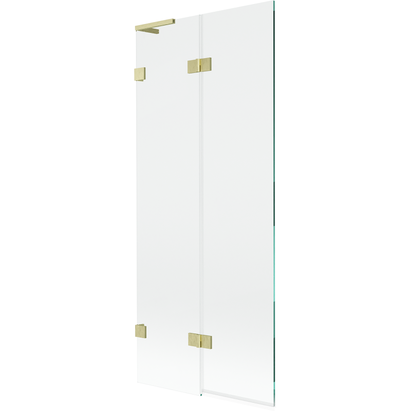 Mexen Lunar L divisória de banheira de 2 painéis dobráveis ​​esquerda 80 x 150 cm, transparente, dourado escovado