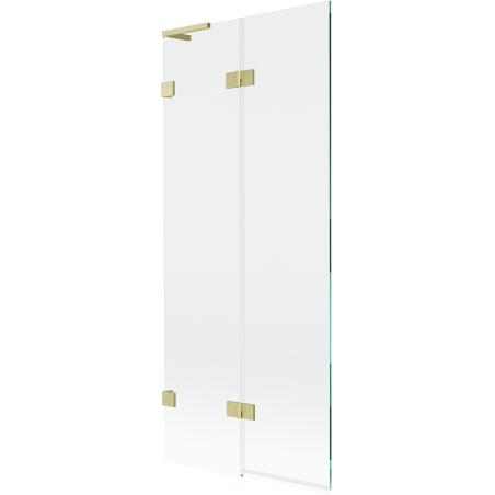 Mexen Lunar L badwand 2-delig links 80 x 150 cm, transparant, goud geborsteld - 897L-080-100-55-00-L