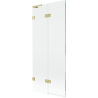 Mexen Lunar L badwand 2-delig links 80 x 150 cm, transparant, goud geborsteld - 897L-080-100-55-00-L