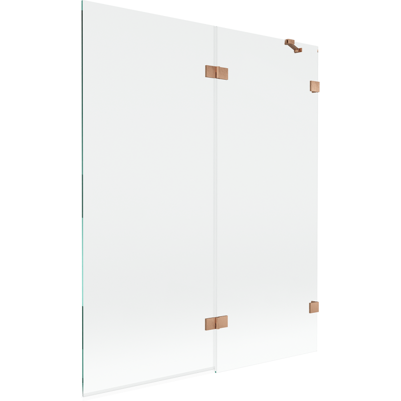 Mexen Lunar Badewannenabtrennung 2-flügelig rechts 140 x 150 cm, transparent, gebürstetes Kupfer - 897-140-100-65-00-P
