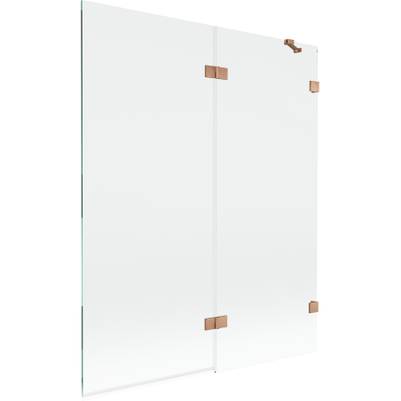Mexen Lunar Badewannenabtrennung 2-flügelig rechts 140 x 150 cm, transparent, gebürstetes Kupfer - 897-140-100-65-00-P