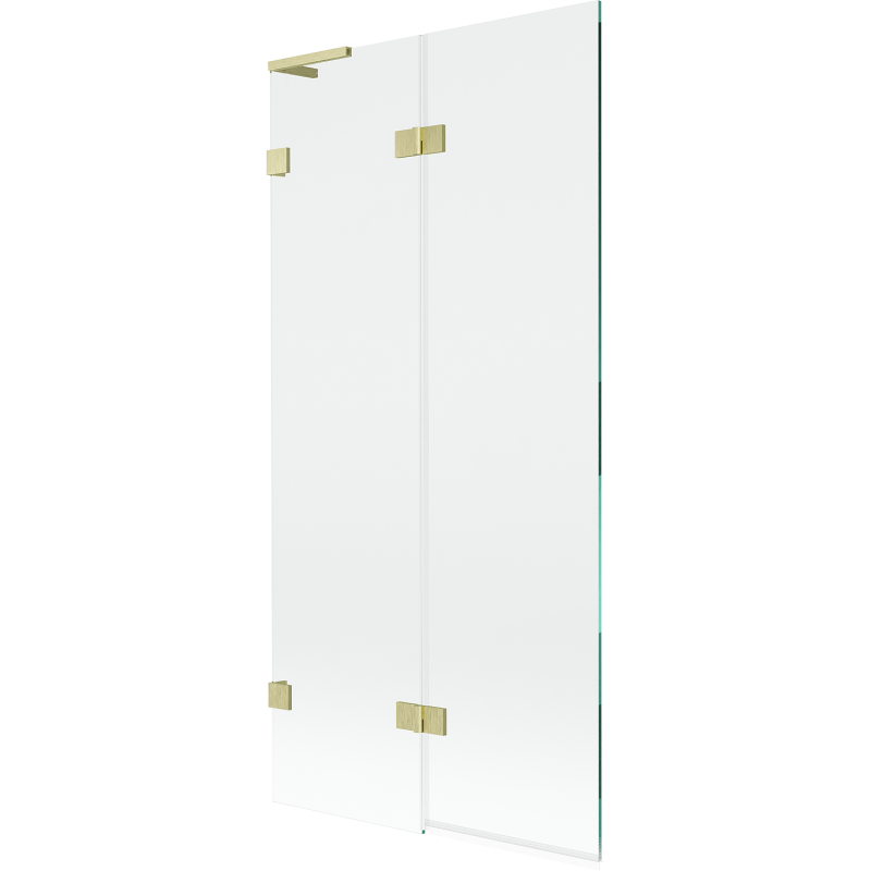 Mexen Lunar L Duschwand 2-teilig links 90 x 150 cm, transparent, gold gebürstet - 897L-090-100-55-00-L