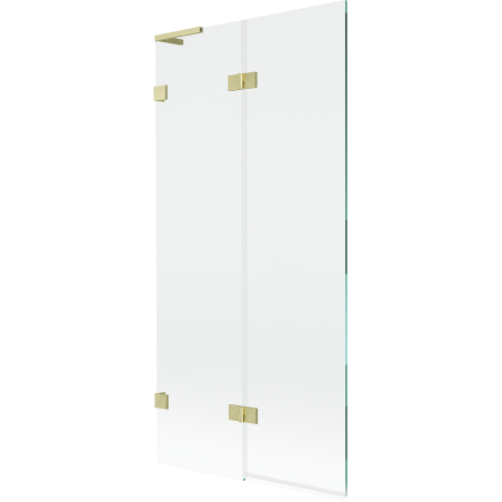 Mexen Lunar L badwand 2-delig links 90 x 150 cm, transparant, goud geborsteld - 897L-090-100-55-00-L