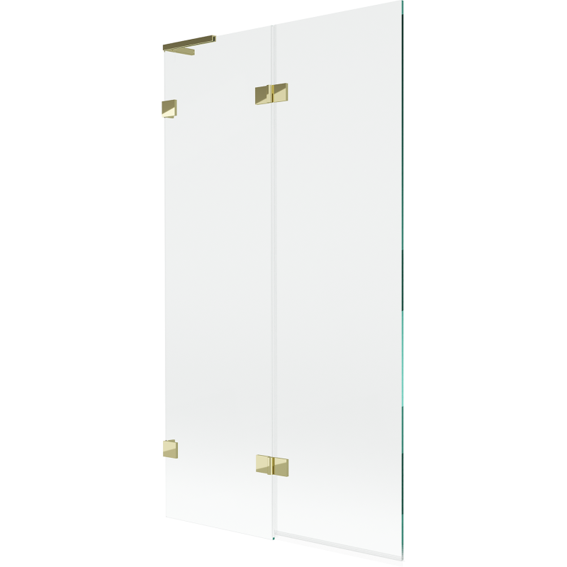 Mexen Lunar L paravento vasca a 2 ante sinistro 100 x 150 cm, trasparente, dorato - 897L-100-100-50-00-L