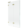 Mexen Lunar L badwand links 2-delig 100 x 150 cm, transparant, goud - 897L-100-100-50-00-L