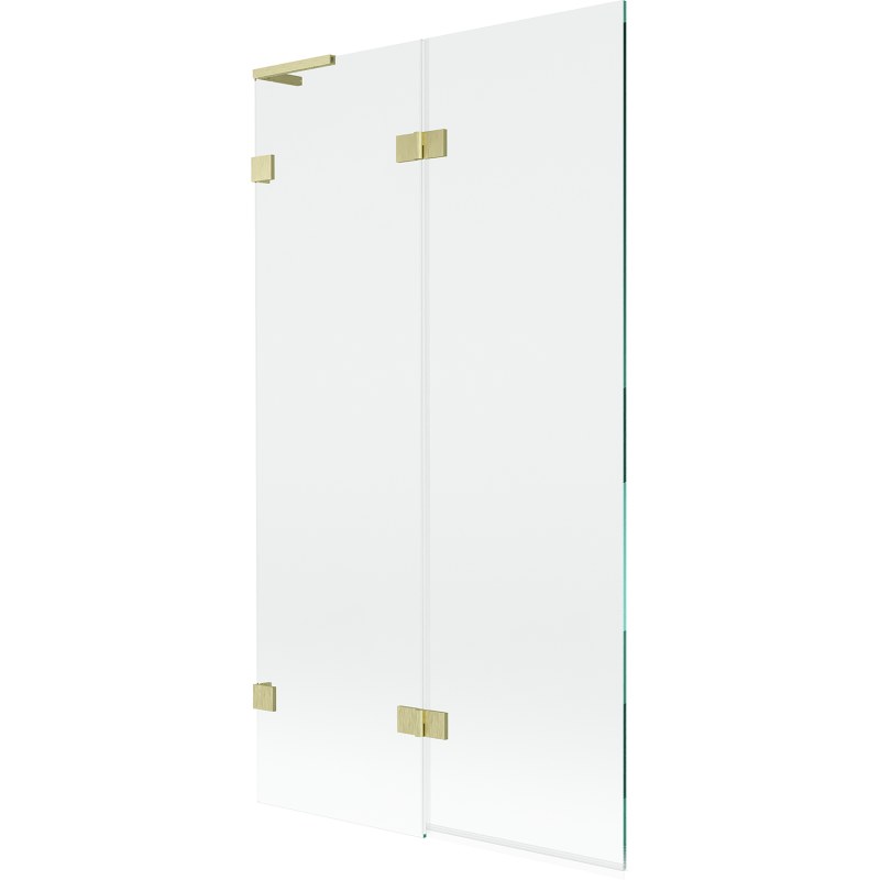 Mexen Lunar L Badewannenfaltwand 2-flügelig links 100 x 150 cm, transparent, gebürstetes Gold - 897L-100-100-55-00-L