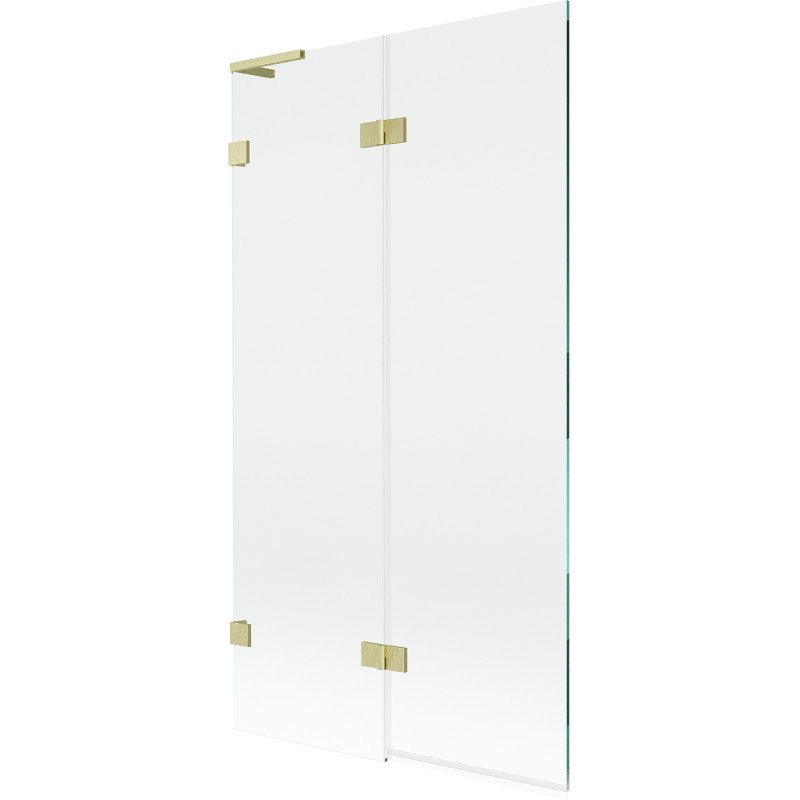 Mexen Lunar L dvoslojni pregradni zid za kadu, lijevi 100 x 150 cm, proziran, zlatno brušen - 897L-100-100-55-00-L