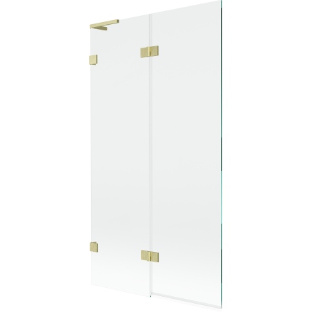 Mexen Lunar L Badewannenfaltwand 2-flügelig links 100 x 150 cm, transparent, gebürstetes Gold - 897L-100-100-55-00-L