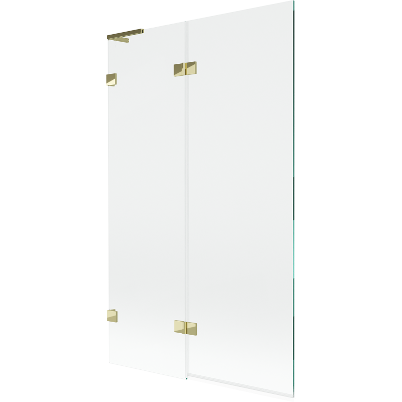 Mexen Lunar L paratia vasca da bagno a 2 ante sinistra 110 x 150 cm, trasparente, oro - 897L-110-100-50-00-L