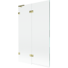Mexen Lunar L paravan za kadu s dvostrukim zakrilcem lijevi 110 x 150 cm, proziran, zlatni - 897L-110-100-50-00-L