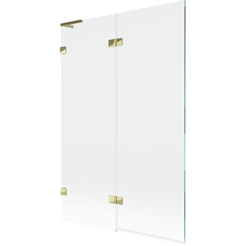 Mexen Lunar L bath screen 2-wing left 120 x 150 cm, transparent, gold - 897L-120-100-50-00-L