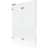 Mexen Lunar L Duschabtrennung 2-flügelig links 120 x 150 cm, transparent, gold - 897L-120-100-50-00-L