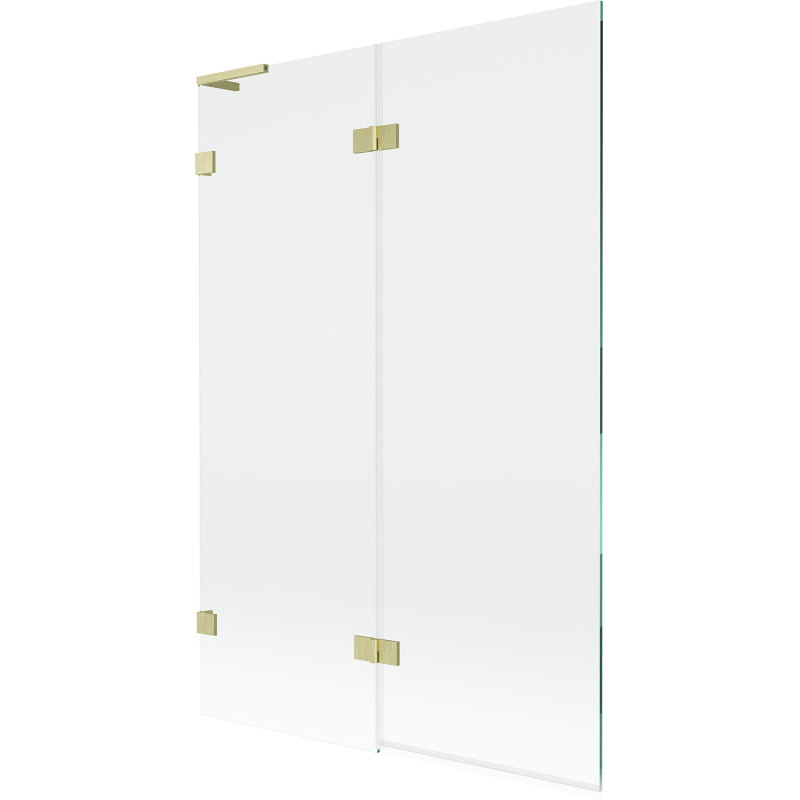 Mexen Lunar L badwand 2-delig links 120 x 150 cm, transparant, geborsteld goud - 897L-120-100-55-00-L