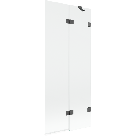 Mexen Lunar paravento per doccia a 2 ante destro 80 x 150 cm, trasparente, grigio canna di fucile spazzolato