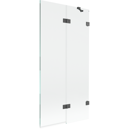 Mexen Lunar divisória de banho de 2 painéis, direita 90 x 150 cm, transparente, cinza arma escovado - 897-090-100-66-00-P