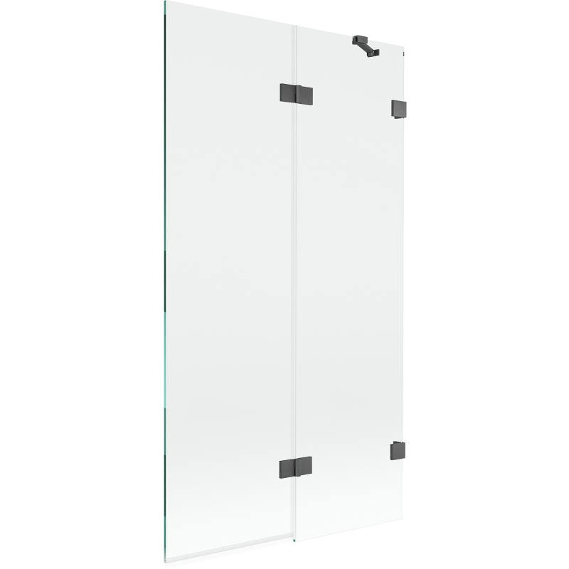 Mexen Lunar badwand 2-delig vouwbaar rechts 100 x 150 cm, transparant, geborsteld kanon grijs - 897-100-100-66-00-P