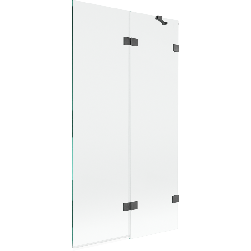 Mexen Lunar resguardo de banho de 2 folhas, direito 100 x 150 cm, transparente, cinza escovado - 897-100-100-66-00-P