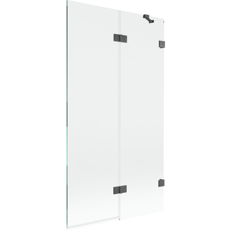 Mexen Lunar badwand 2-delig vouwbaar rechts 100 x 150 cm, transparant, geborsteld kanon grijs - 897-100-100-66-00-P
