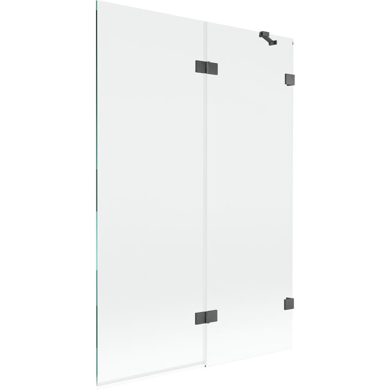 Mexen Lunar paratia per vasca da bagno a 2 ante destra 120 x 150 cm, trasparente, grigio canna di fucile spazzolato