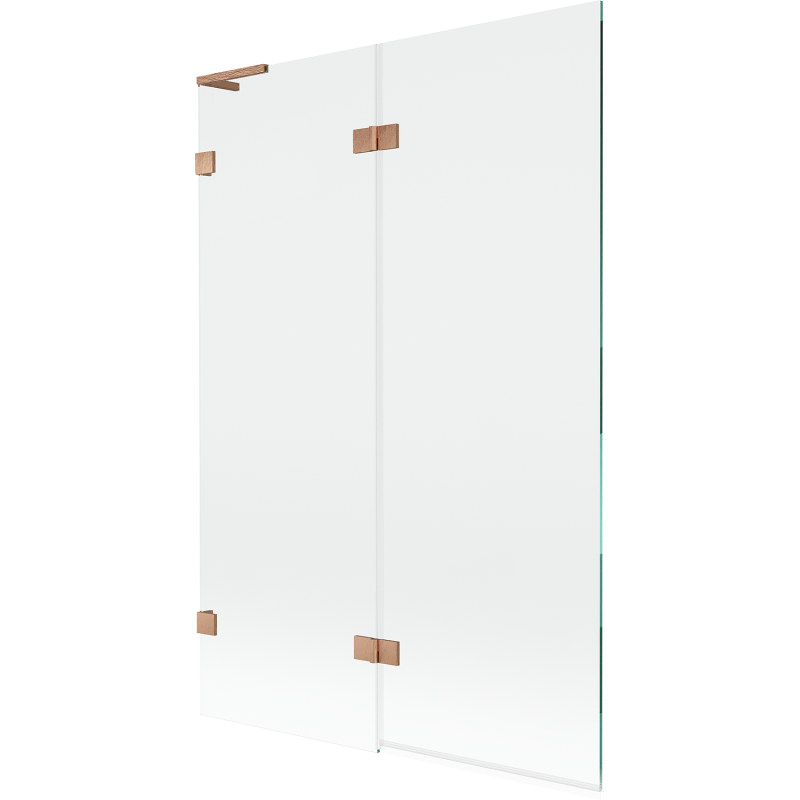 Mexen Lunar L panel de bañera de 2 hojas izquierdo 120 x 150 cm, transparente, cobre cepillado - 897L-120-100-65-00-L