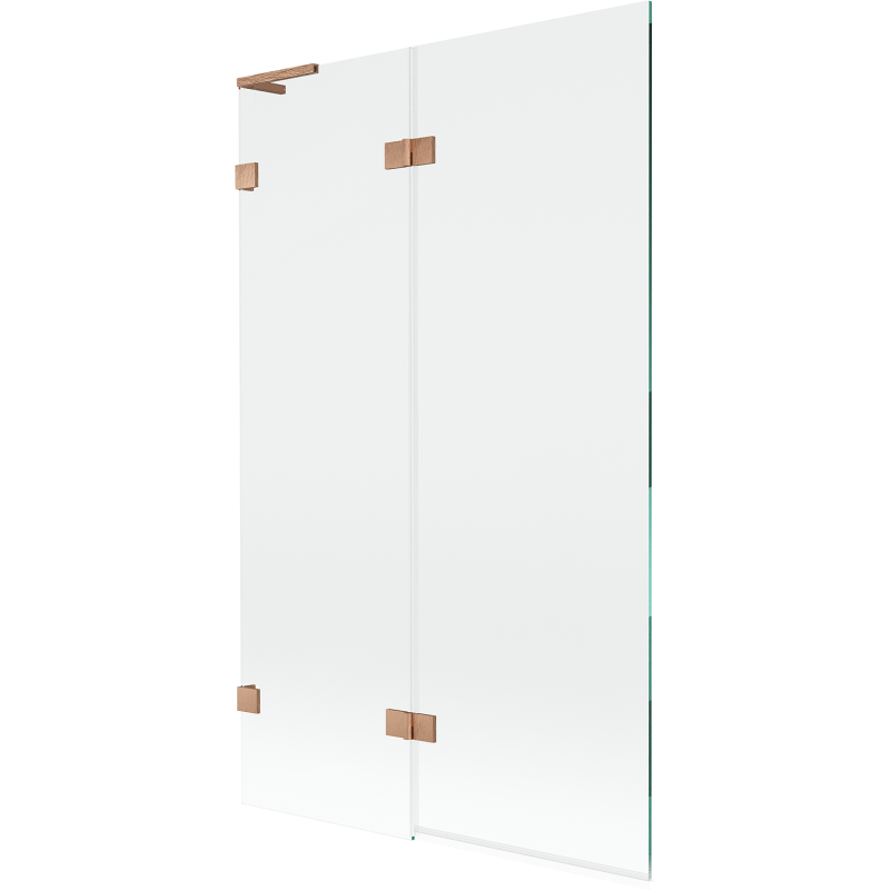 Mexen Lunar L bath screen 2-panel left 110 x 150 cm, transparent, brushed copper - 897L-110-100-65-00-L