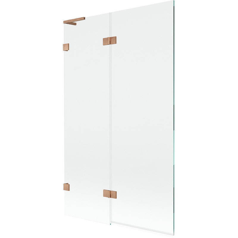 Mexen Lunar L vannitoaeraldaja, 2-osaline tiib, vasak, 110 x 150 cm, läbipaistev, harjatud vask - 897L-110-100-65-00-L