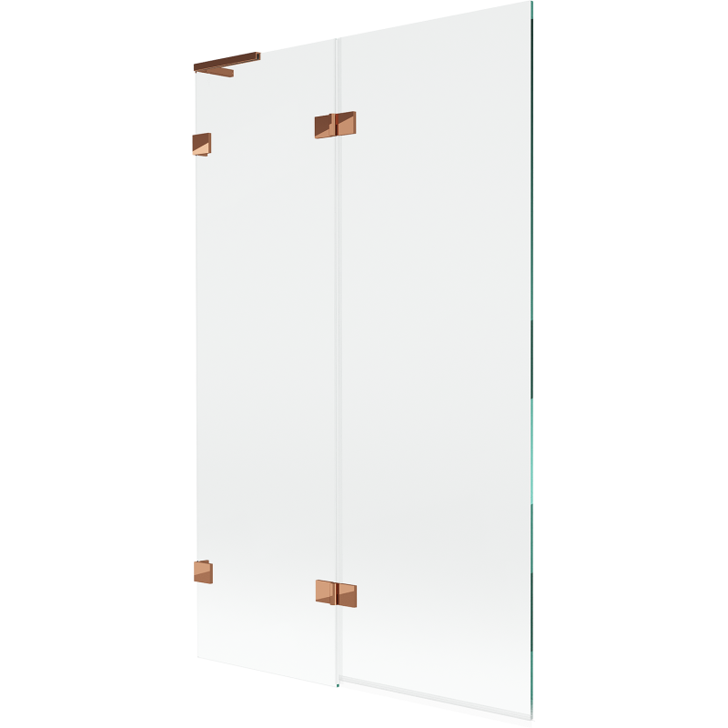 Mexen Lunar L 2-krilni levi zaslon za kopalno kad 110 x 150 cm, prozoren, rožnato zlato - 897L-110-100-60-00-L