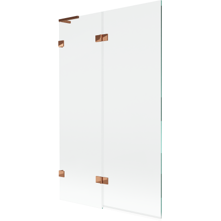 Mexen Lunar L δίφυλλη αριστερή μπανιέρα 110 x 150 cm, διαφανής, ροζ χρυσό