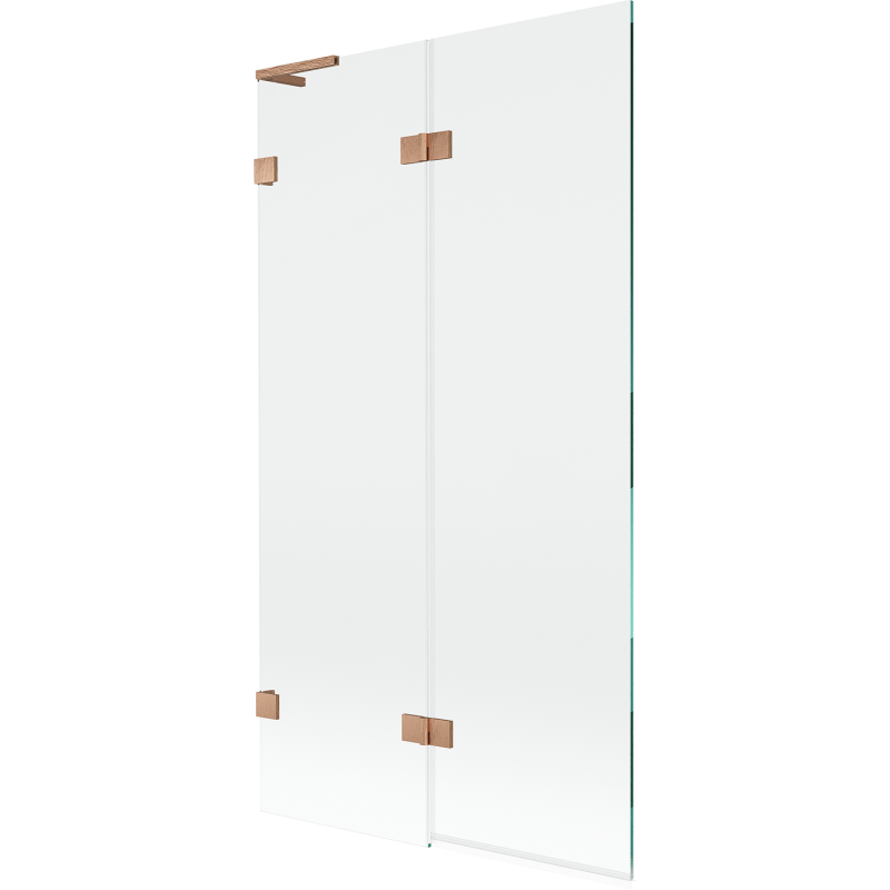 Mexen Lunar L 2-osainen suihkunurkka vasen 100 x 150 cm, läpinäkyvä, harjattu kupari - 897L-100-100-65-00-L