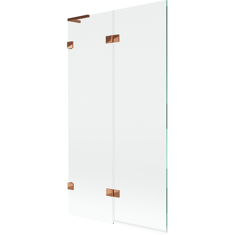 Mexen Lunar L δύο φύλλα αριστερού παραβάν μπάνιου 100 x 150 cm, διάφανο, ροζ χρυσό