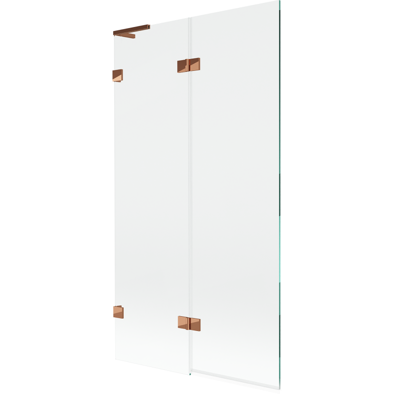 Mexen Lunar L Wannenwand 2-flügelig links 100 x 150 cm, transparent, Roségold - 897L-100-100-60-00-L