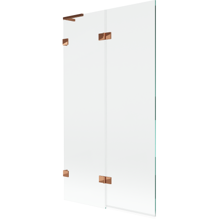 Mexen Lunar L Wannenwand 2-flügelig links 100 x 150 cm, transparent, Roségold - 897L-100-100-60-00-L