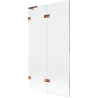 Mexen Lunar L Wannenwand 2-flügelig links 100 x 150 cm, transparent, Roségold - 897L-100-100-60-00-L
