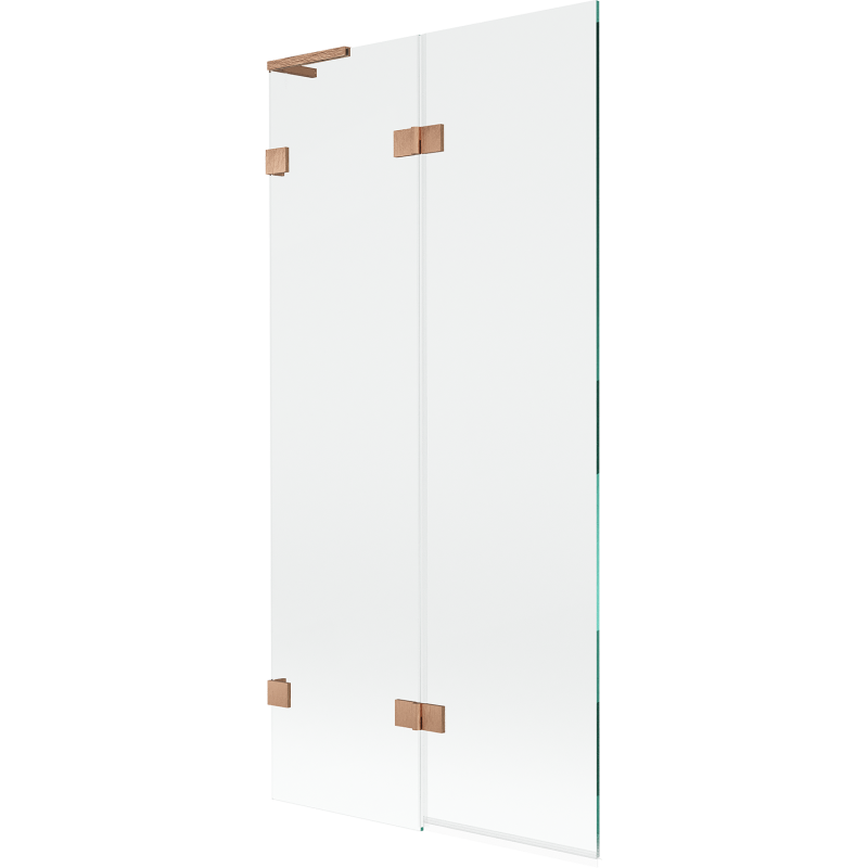 Mexen Lunar L badwand 2-vleugelig links 90 x 150 cm, transparant, geborsteld koper - 897L-090-100-65-00-L