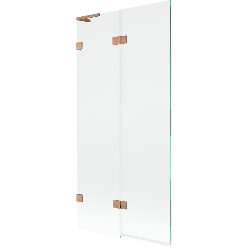 Mexen Lunar L parawan nawannowy 2-skrzydłowy lewy 90 x 150 cm, transparent, miedź szczotkowana - 897L-090-100-65-00-L